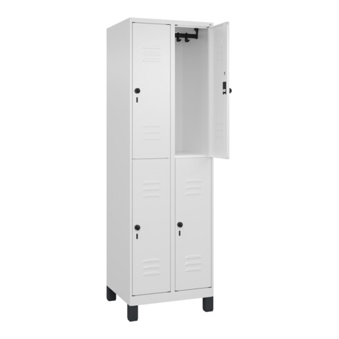 C+P Doppelstock-Spind Classic PLUS, Füße, 2 Abteile, 1950x600x500mm, 9016/9016