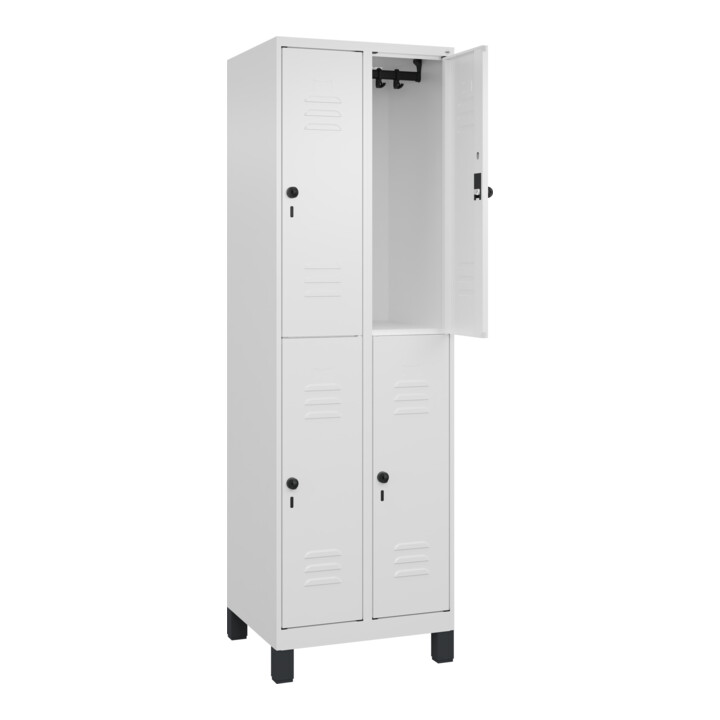 C+P Doppelstock-Spind Classic PLUS, Füße, 2 Abteile, 1950x600x500mm, 9016/9016