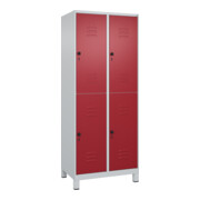 C+P Doppelstock-Spind Classic PLUS, Füße, 2 Abteile, 1950x800x500mm, 7035/3003