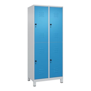 C+P Doppelstock-Spind Classic PLUS, Füße, 2 Abteile, 1950x800x500mm, 7035/5012