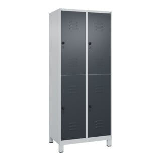 C+P Doppelstock-Spind Classic PLUS, Füße, 2 Abteile, 1950x800x500mm, 7035/7016