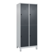 C+P Doppelstock-Spind Classic PLUS, Füße, 2 Abteile, 1950x800x500mm, 7035/7016