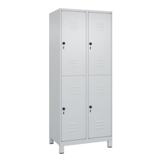 C+P Doppelstock-Spind Classic PLUS, Füße, 2 Abteile, 1950x800x500mm, 7035/7035