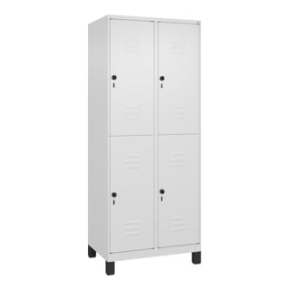 C+P Doppelstock-Spind Classic PLUS, Füße, 2 Abteile, 1950x800x500mm, 9016/9016