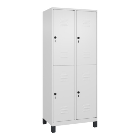 C+P Doppelstock-Spind Classic PLUS, Füße, 2 Abteile, 1950x800x500mm, 9016/9016