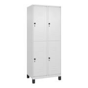 C+P Doppelstock-Spind Classic PLUS, Füße, 2 Abteile, 1950x800x500mm, 9016/9016