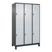 C+P Doppelstock-Spind Classic PLUS, Füße, 3 Abteile, 1950x1200x500mm, 7016/7035