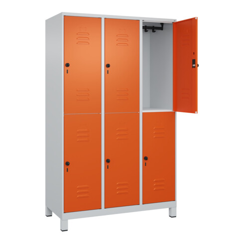 C+P Doppelstock-Spind Classic PLUS, Füße, 3 Abteile, 1950x1200x500mm, 7035/2004