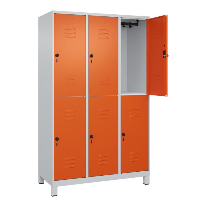 C+P Doppelstock-Spind Classic PLUS, Füße, 3 Abteile, 1950x1200x500mm, 7035/2004
