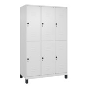 C+P Doppelstock-Spind Classic PLUS, Füße, 3 Abteile, 1950x1200x500mm, 9016/9016