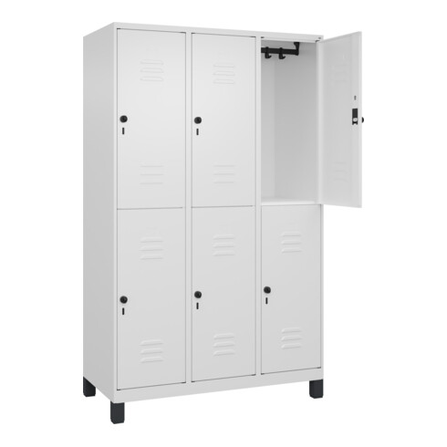 C+P Doppelstock-Spind Classic PLUS, Füße, 3 Abteile, 1950x1200x500mm, 9016/9016