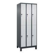 C+P Doppelstock-Spind Classic PLUS, Füße, 3 Abteile, 1950x750x500mm, 7016/7035