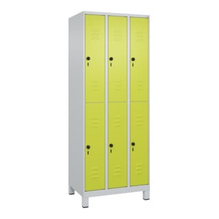 C+P Doppelstock-Spind Classic PLUS, Füße, 3 Abteile, 1950x750x500mm, 7035/0024