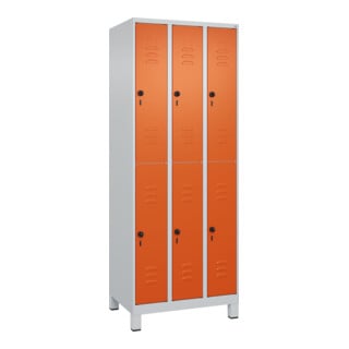 C+P Doppelstock-Spind Classic PLUS, Füße, 3 Abteile, 1950x750x500mm, 7035/2004
