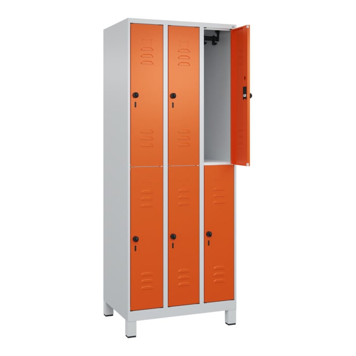 C+P Doppelstock-Spind Classic PLUS, Füße, 3 Abteile, 1950x750x500mm, 7035/2004