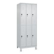 C+P Doppelstock-Spind Classic PLUS, Füße, 3 Abteile, 1950x750x500mm, 7035/7035