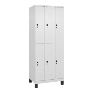 C+P Doppelstock-Spind Classic PLUS, Füße, 3 Abteile, 1950x750x500mm, 9016/9016