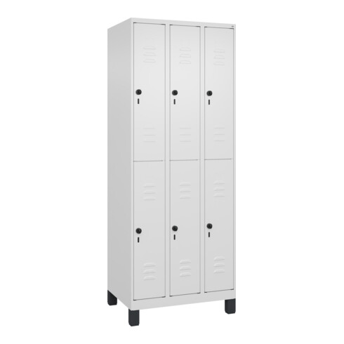 C+P Doppelstock-Spind Classic PLUS, Füße, 3 Abteile, 1950x750x500mm, 9016/9016