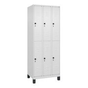 C+P Doppelstock-Spind Classic PLUS, Füße, 3 Abteile, 1950x750x500mm, 9016/9016