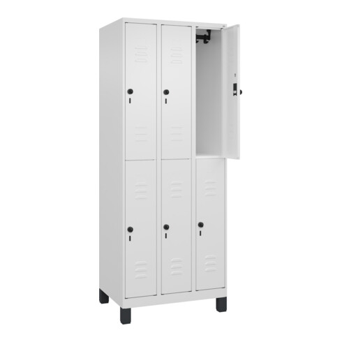 C+P Doppelstock-Spind Classic PLUS, Füße, 3 Abteile, 1950x750x500mm, 9016/9016