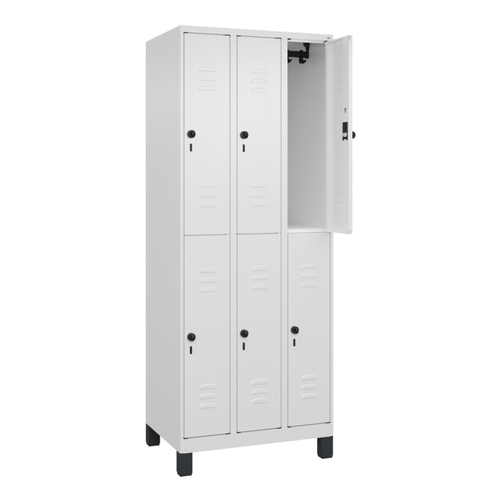 C+P Doppelstock-Spind Classic PLUS, Füße, 3 Abteile, 1950x750x500mm, 9016/9016