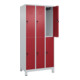 C+P Doppelstock-Spind Classic PLUS, Füße, 3 Abteile, 1950x900x500mm, 7035/3003-2