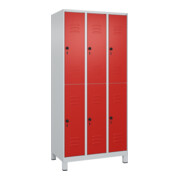 C+P Doppelstock-Spind Classic PLUS, Füße, 3 Abteile, 1950x900x500mm, 7035/3020