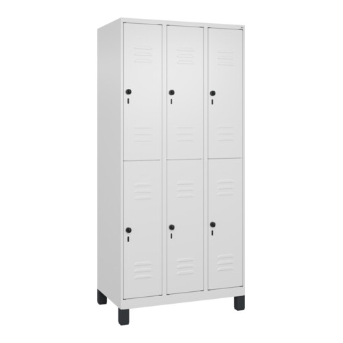 C+P Doppelstock-Spind Classic PLUS, Füße, 3 Abteile, 1950x900x500mm, 9016/9016