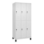 C+P Doppelstock-Spind Classic PLUS, Füße, 3 Abteile, 1950x900x500mm, 9016/9016