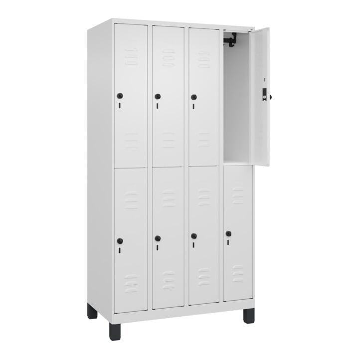 C+P Doppelstock-Spind Classic PLUS, Füße, 4 Abteile, 1950x1000x500mm, 9016/9016