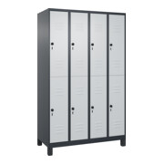 C+P Doppelstock-Spind Classic PLUS, Füße, 4 Abteile, 1950x1200x500mm, 7016/7035