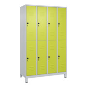 C+P Doppelstock-Spind Classic PLUS, Füße, 4 Abteile, 1950x1200x500mm, 7035/0024