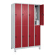 C+P Doppelstock-Spind Classic PLUS, Füße, 4 Abteile, 1950x1200x500mm, 7035/3003-4