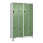 C+P Doppelstock-Spind Classic PLUS, Füße, 4 Abteile, 1950x1200x500mm, 7035/6011