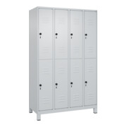 C+P Doppelstock-Spind Classic PLUS, Füße, 4 Abteile, 1950x1200x500mm, 7035/7035