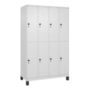 C+P Doppelstock-Spind Classic PLUS, Füße, 4 Abteile, 1950x1200x500mm, 9016/9016