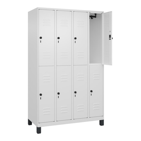 C+P Doppelstock-Spind Classic PLUS, Füße, 4 Abteile, 1950x1200x500mm, 9016/9016