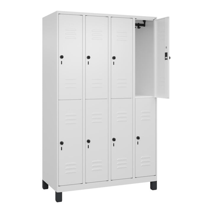 C+P Doppelstock-Spind Classic PLUS, Füße, 4 Abteile, 1950x1200x500mm, 9016/9016