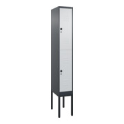 C+P Doppelstock-Spind Classic PLUS, Gestell, 1 Abteil, 2120x300x500mm, 7016/7035 Verschluss Sicherheits-Drehriegel Front RAL 7035 Lichtgrau