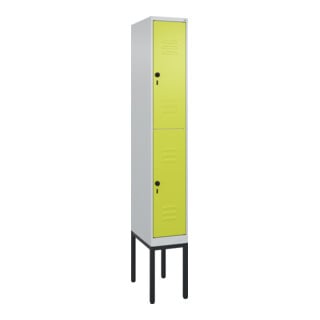C+P Doppelstock-Spind Classic PLUS, Gestell, 1 Abteil, 2120x300x500mm, 7035/0024 Verschluss Sicherheits-Drehriegel Front 1108060 RDS Viridingrün