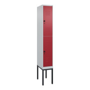 C+P Doppelstock-Spind Classic PLUS, Gestell, 1 Abteil, 2120x300x500mm, 7035/3003 Verschluss Sicherheits-Drehriegel Front RAL 3003 Rubinrot