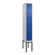 C+P Doppelstock-Spind Classic PLUS, Gestell, 1 Abteil, 2120x300x500mm, 7035/5010 Verschluss Sicherheits-Drehriegel Front RAL 5010 Enzianblau