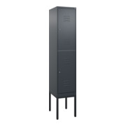 C+P Doppelstock-Spind Classic PLUS, Gestell, 1 Abteil, 2120x400x500mm, 7016/7016 Verschluss Zylinderschloss Front RAL 7016 Anthrazitgrau