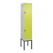 C+P Doppelstock-Spind Classic PLUS, Gestell, 1 Abteil, 2120x400x500mm, 7035/0024 Verschluss Sicherheits-Drehriegel Front 1108060 RDS Viridingrün