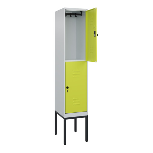 C+P Doppelstock-Spind Classic PLUS, Gestell, 1 Abteil, 2120x400x500mm, 7035/0024 Verschluss Sicherheits-Drehriegel Front 1108060 RDS Viridingrün