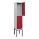 C+P Doppelstock-Spind Classic PLUS, Gestell, 1 Abteil, 2120x400x500mm, 7035/3003 Verschluss Zylinderschloss Front RAL 3003 Rubinrot-2