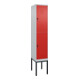 C+P Doppelstock-Spind Classic PLUS, Gestell, 1 Abteil, 2120x400x500mm, 7035/3020 Verschluss Sicherheits-Drehriegel Front RAL 3020 Verkehrsrot-1