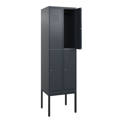 C+P Doppelstock-Spind Classic PLUS, Gestell, 2 Abteile, 2120x600x500mm, 7016/701 Verschluss Zylinderschloss Front RAL 7016 Anthrazitgrau