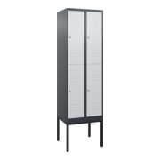 C+P Doppelstock-Spind Classic PLUS, Gestell, 2 Abteile, 2120x600x500mm, 7016/703 Verschluss Zylinderschloss Front RAL 7035 Lichtgrau