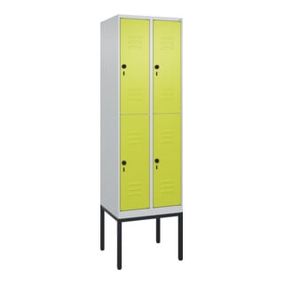 C+P Doppelstock-Spind Classic PLUS, Gestell, 2 Abteile, 2120x600x500mm, 7035/002 Verschluss Sicherheits-Drehriegel Front 1108060 RDS Viridingrün